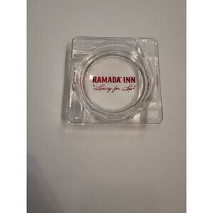 Vintage Ramada Inn Ashtray Glass Red Logo